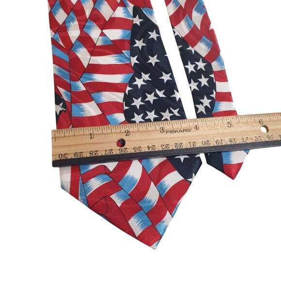 Patriotic American Flag Vintage Necktie Mark Dean Collection Holiday Red Blue - Picture 3 of 5